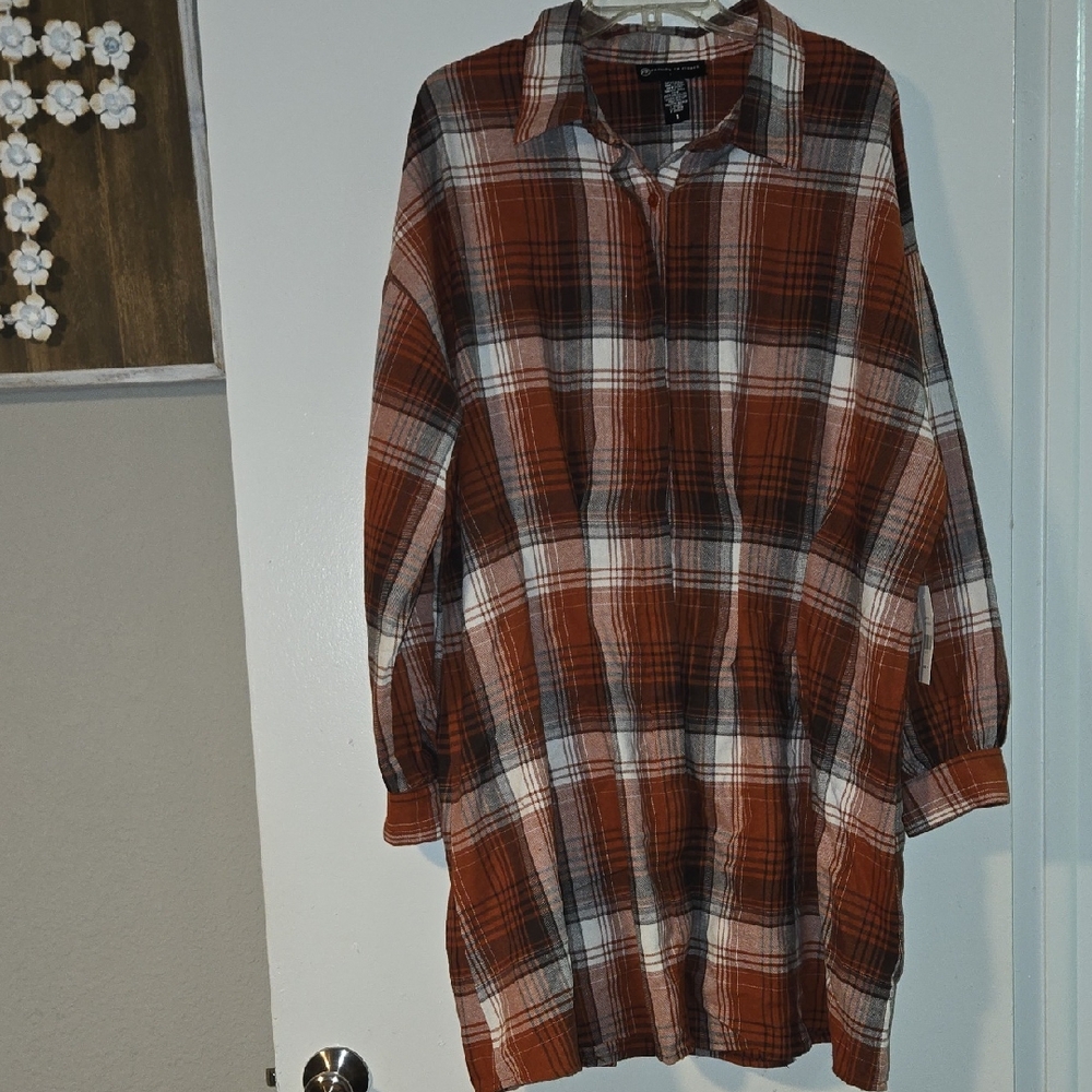 Fashion to Figure Brown and White Plaid Dress